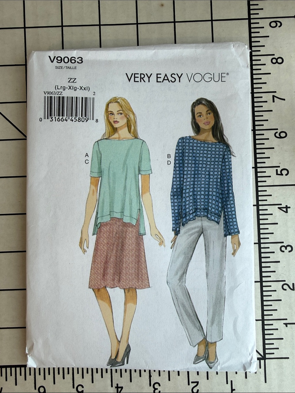 Vogue V9063 Very Easy Top Skirt Pants Pattern ZZ L XL XXL Uncut Factory Folded
